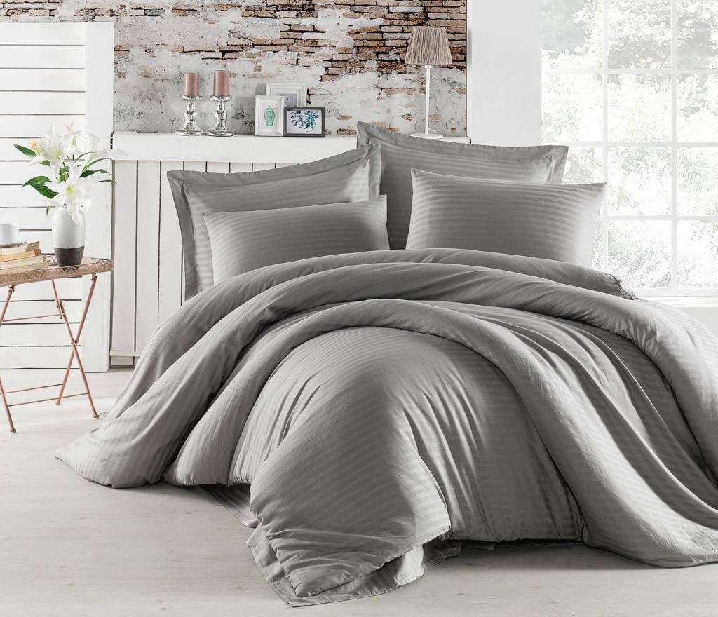 Комплект постільної білизни XR Italy Quilt Cover set сатин страйп 200х220см Сірий