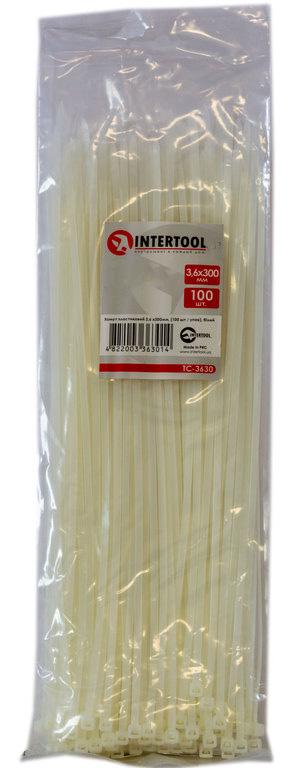 Хомут пластиковый Intertool 3,6x300 мм 100 шт. Белый (000028261)