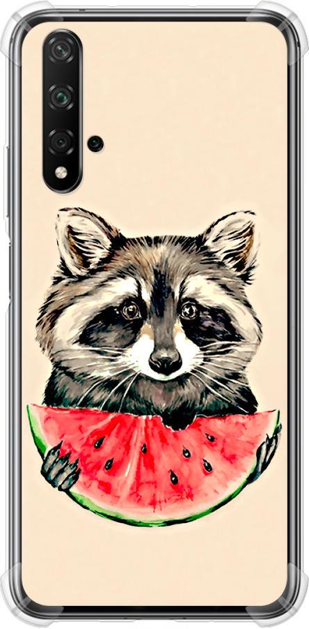 Чехол на Huawei Honor 20 Енотик с арбузом (4605sp-1697-42517)