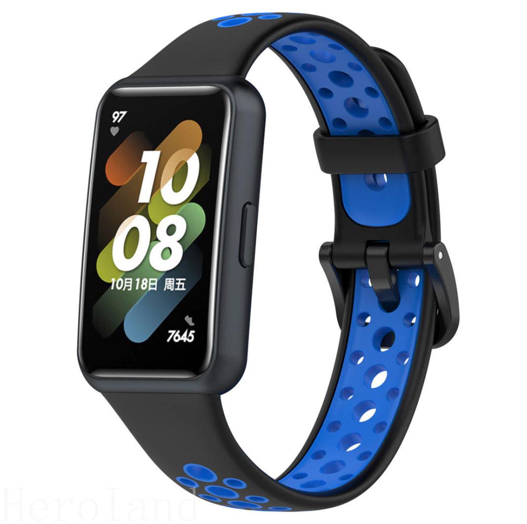 Ремінець силіконовий Primolux Perfor Classic для фітнес браслета Huawei Band 7 Black/Blue (1669186215)