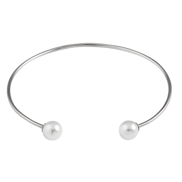 Браслет серебряный незамкнутый Притяжение с двумя сферами