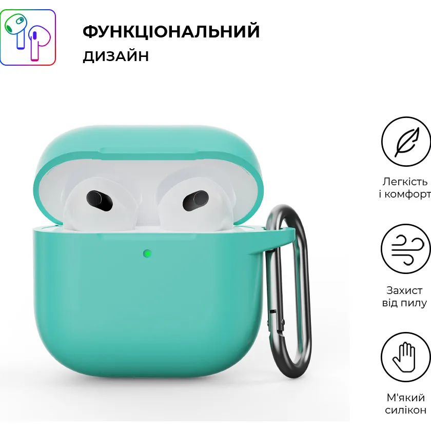 Чехол для наушников ArmorStandart Hang Case for AirPods 4 Mint Green (ARM81287) - фото 2 Чехол для наушников ArmorStandart Hang Case for AirPods 4 Mint Green (ARM81287) - фото 2
