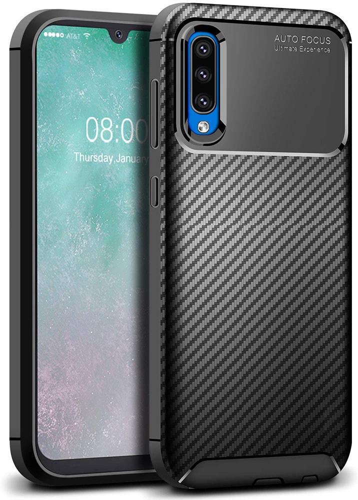 Чехол накладка Auto Focus Carbon для Samsung Galaxy A50 A505 Black (20060-2B)