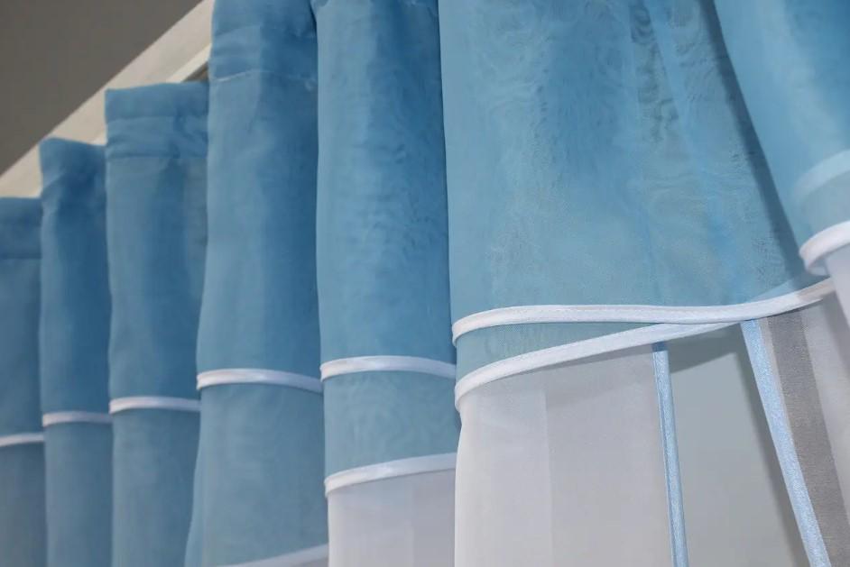 Шторки на кухню 280х170 см Блакитний/Білий (091к) - фото 2