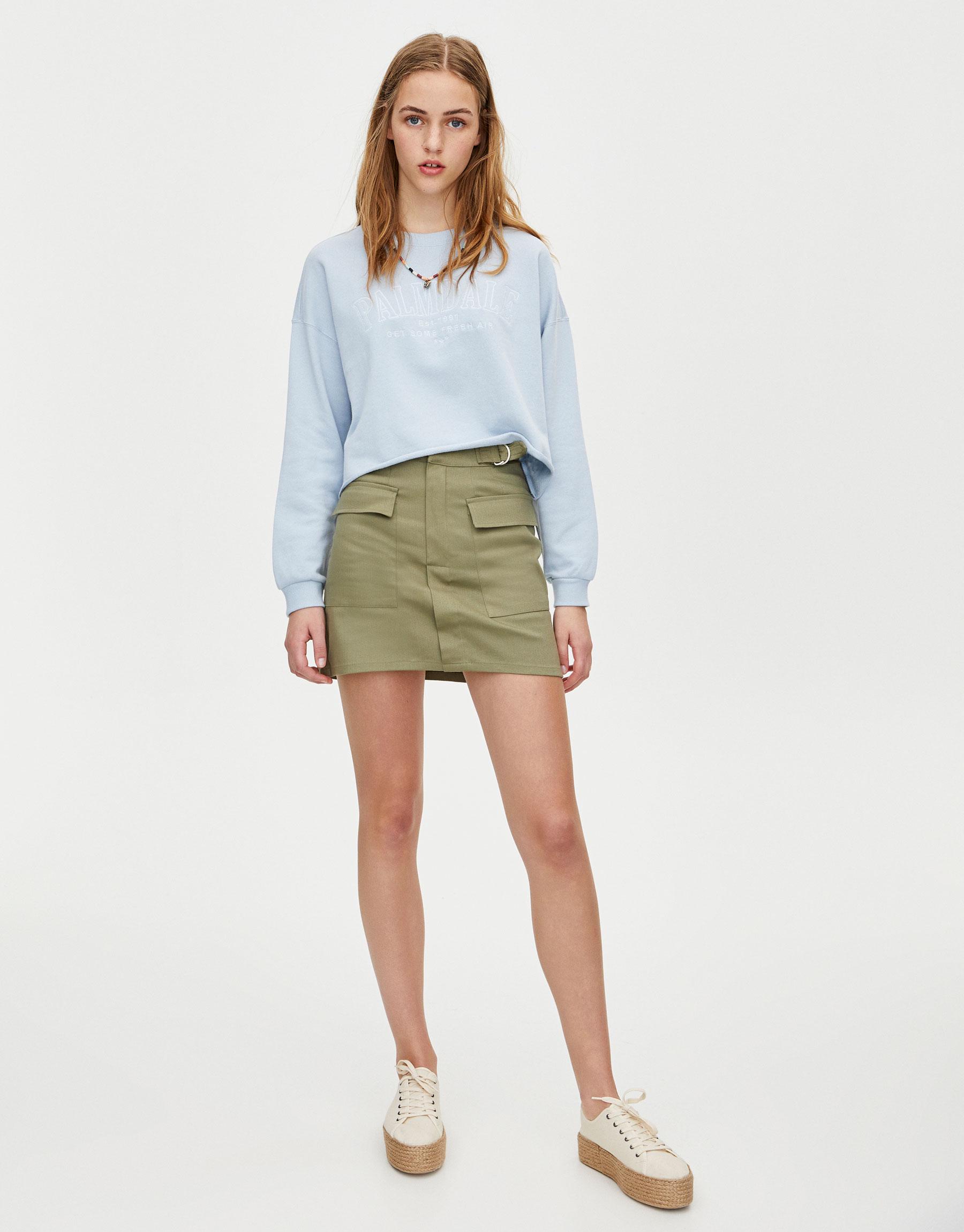 Свитшот женский Pull&Bear XXS Голубой (9596314436b26)