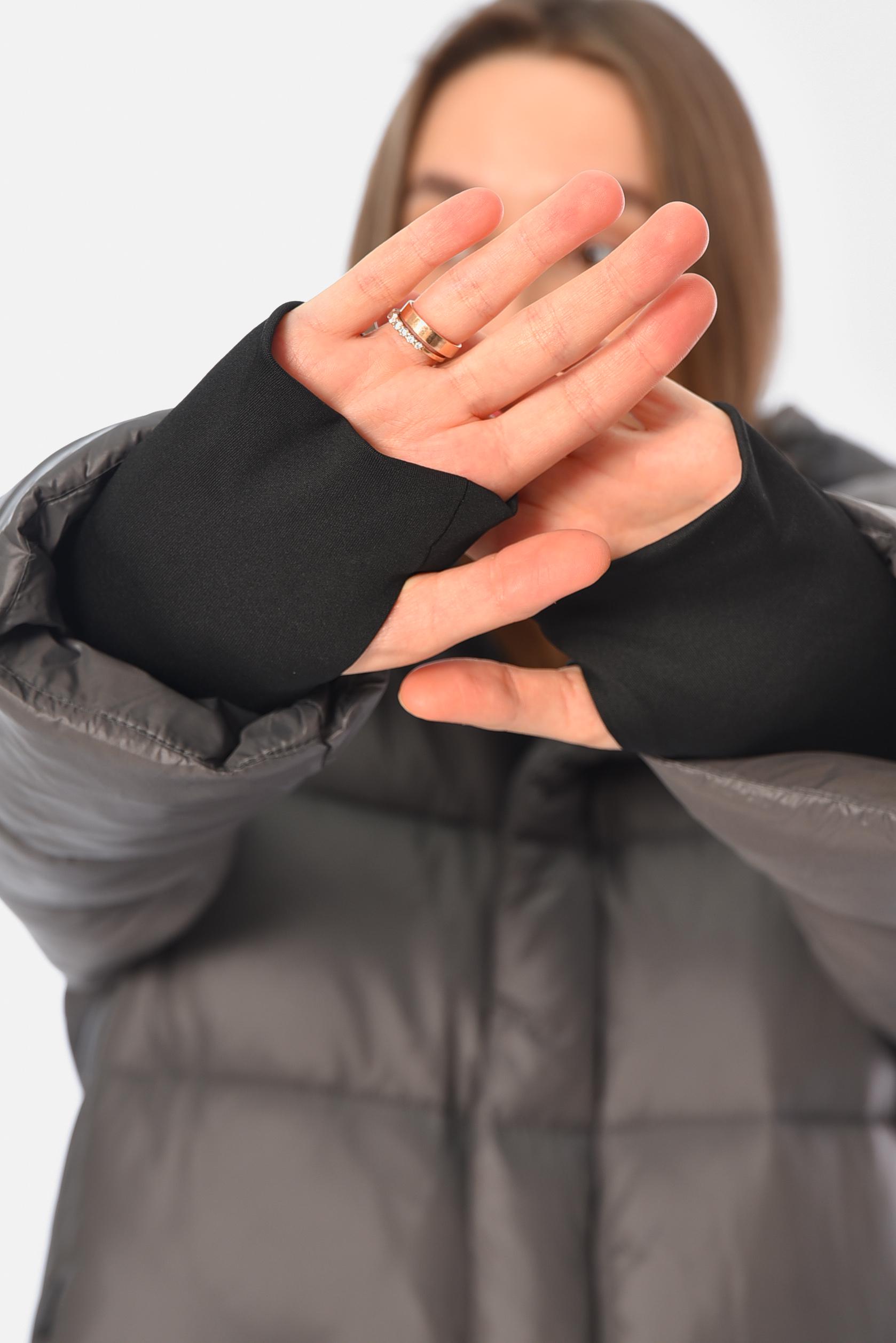 Куртка женская удлиненная еврозима M Темно-серый (195801) - фото 4 Куртка женская удлиненная еврозима M Темно-серый (195801) - фото 4