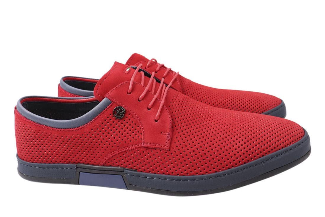 Туфли мужские Cosottinni из кожи-нубука на низком ходу на шнуровке р. 44 Красный (323-21LTCP)