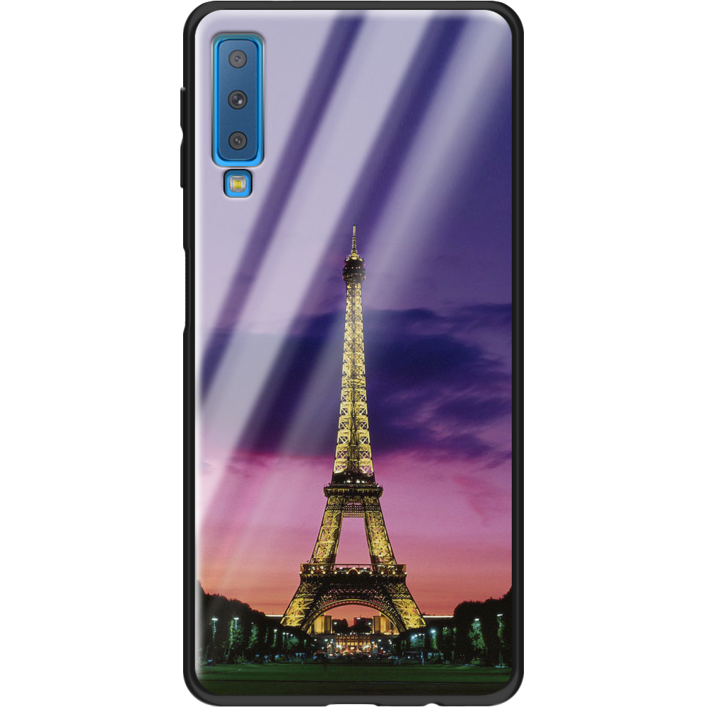 Чехол Boxface Samsung A750 Galaxy A7 2018 Полночь в Париже Черный силикон со стеклом (35481-up964-37741)