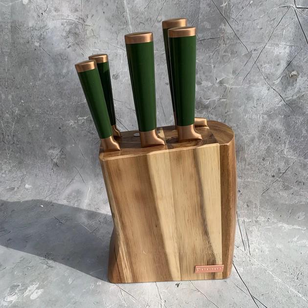 Набор ножей кухонных Edenberg EB-11029 с деревянной подставкой 7 пр. Зеленый (EB-11029) Набор ножей кухонных Edenberg EB-11029 с деревянной подставкой 7 пр. Зеленый (EB-11029)