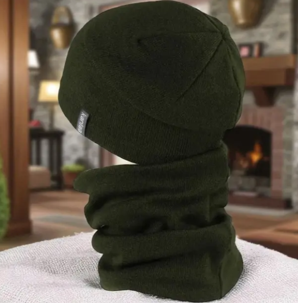 Комплект мужской шапка/снуд One Size на флисе Хаки (29548416) - фото 6 Комплект мужской шапка/снуд One Size на флисе Хаки (29548416) - фото 6