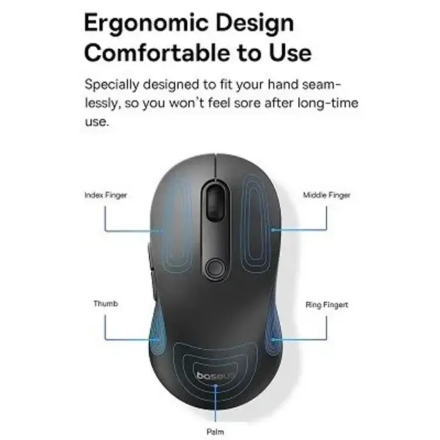 Миша бездротова BASEUS F02 Ergonomic Wireless Mouse B01055505111-01 Black - фото 6