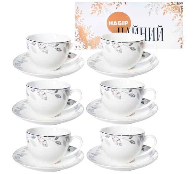 Чайный сервиз S&T Патио 12 предметов чашка 280 мл блюдце 15 см Белый (1753-3)