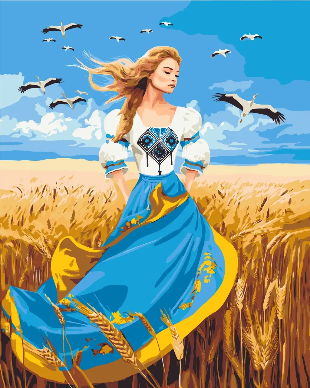 Картина по номерам ORIGAMI Девушка в сине-желтом платье 40х50 см (LW32580)