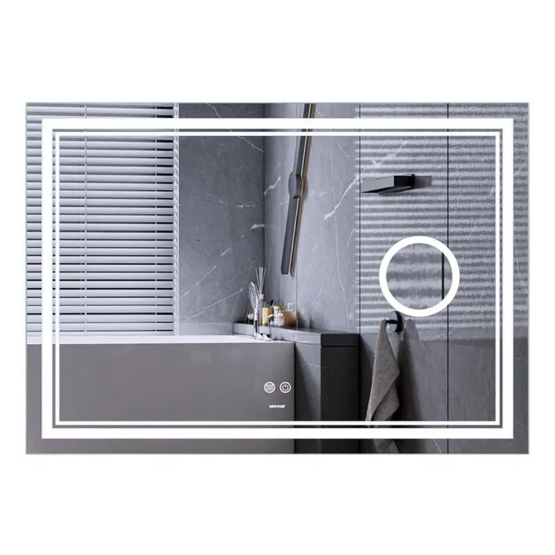 Дзеркало Mixxus Premium QUADRO MR20-120x80 з Led Touch Anti-fog димером регулятором яскравості лінзою (MP6624) Дзеркало Mixxus Premium QUADRO MR20-120x80 з Led Touch Anti-fog димером регулятором яскравості лінзою (MP6624)