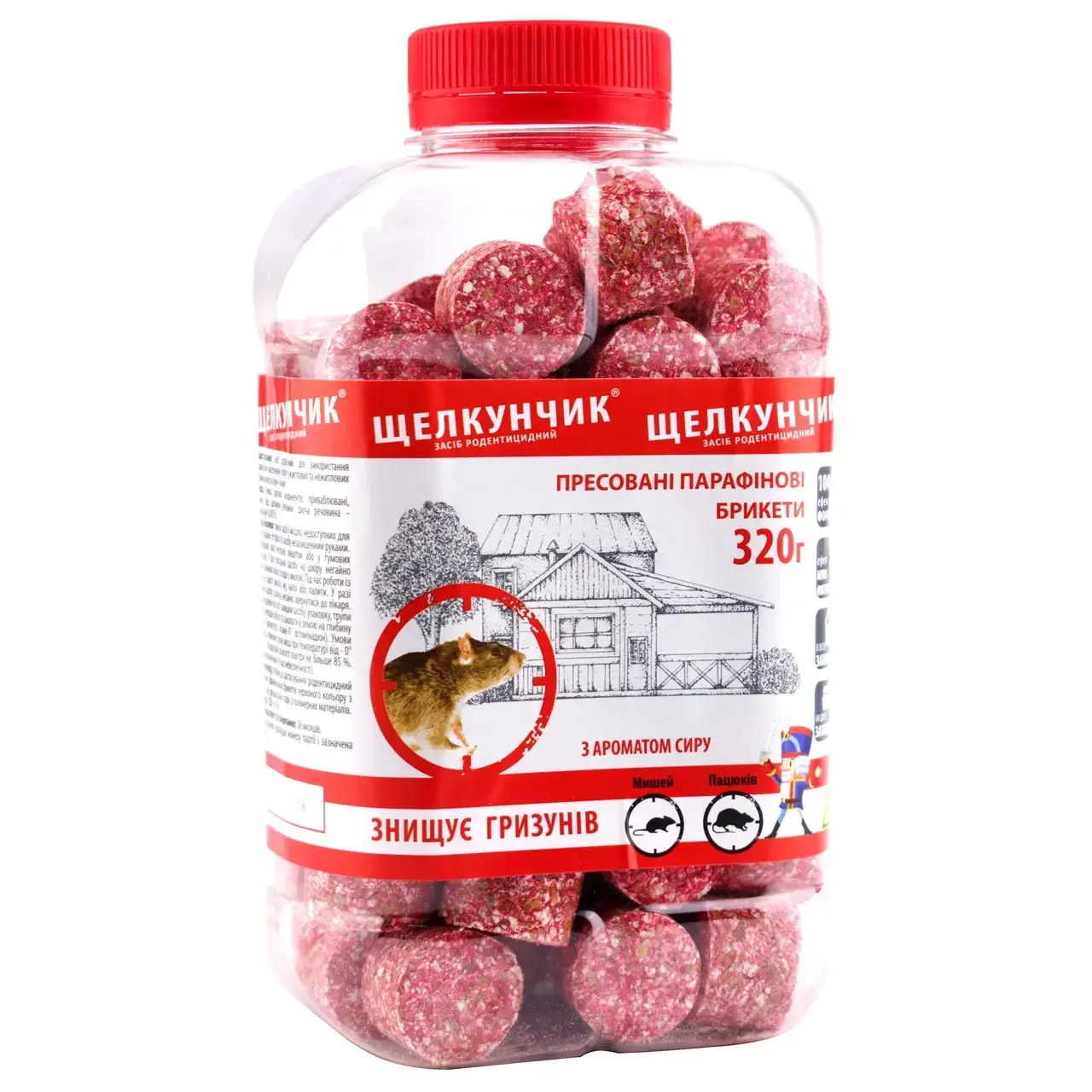 Брикети від щурів та мишей Лускунчик 320 г 5 шт. Червоний (7b52f9bf)
