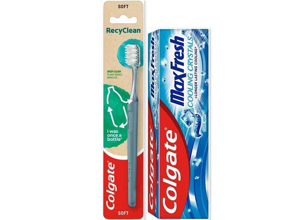 Набор зубная паста/зубная щетка Colgate 75 мл Макс фреш Освежающие кристаллы RecyClean (1094901) Набор зубная паста/зубная щетка Colgate 75 мл Макс фреш Освежающие кристаллы RecyClean (1094901)