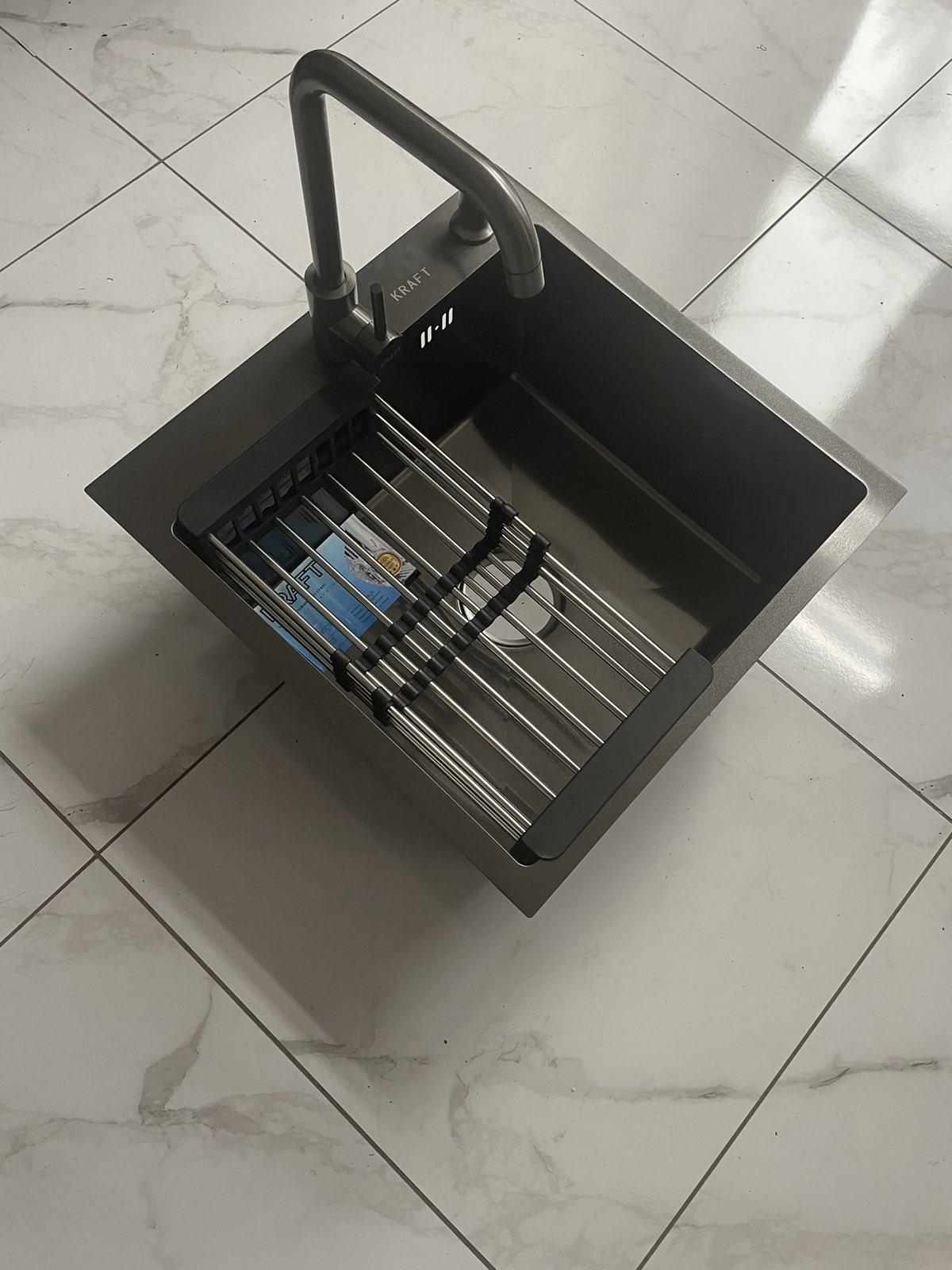 Мойка кухонная Kraft 5050 PVD Черный/смеситель для кухни Kraft из нержавеющей стали Черный - фото 4 Мойка кухонная Kraft 5050 PVD Черный/смеситель для кухни Kraft из нержавеющей стали Черный - фото 4