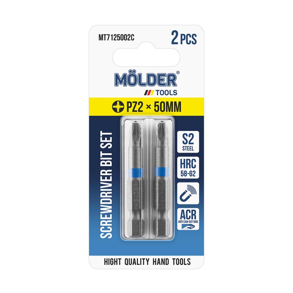 Набор битов Molder PZ2x50 мм 2 шт. Разноцветный Набор битов Molder PZ2x50 мм 2 шт. Разноцветный