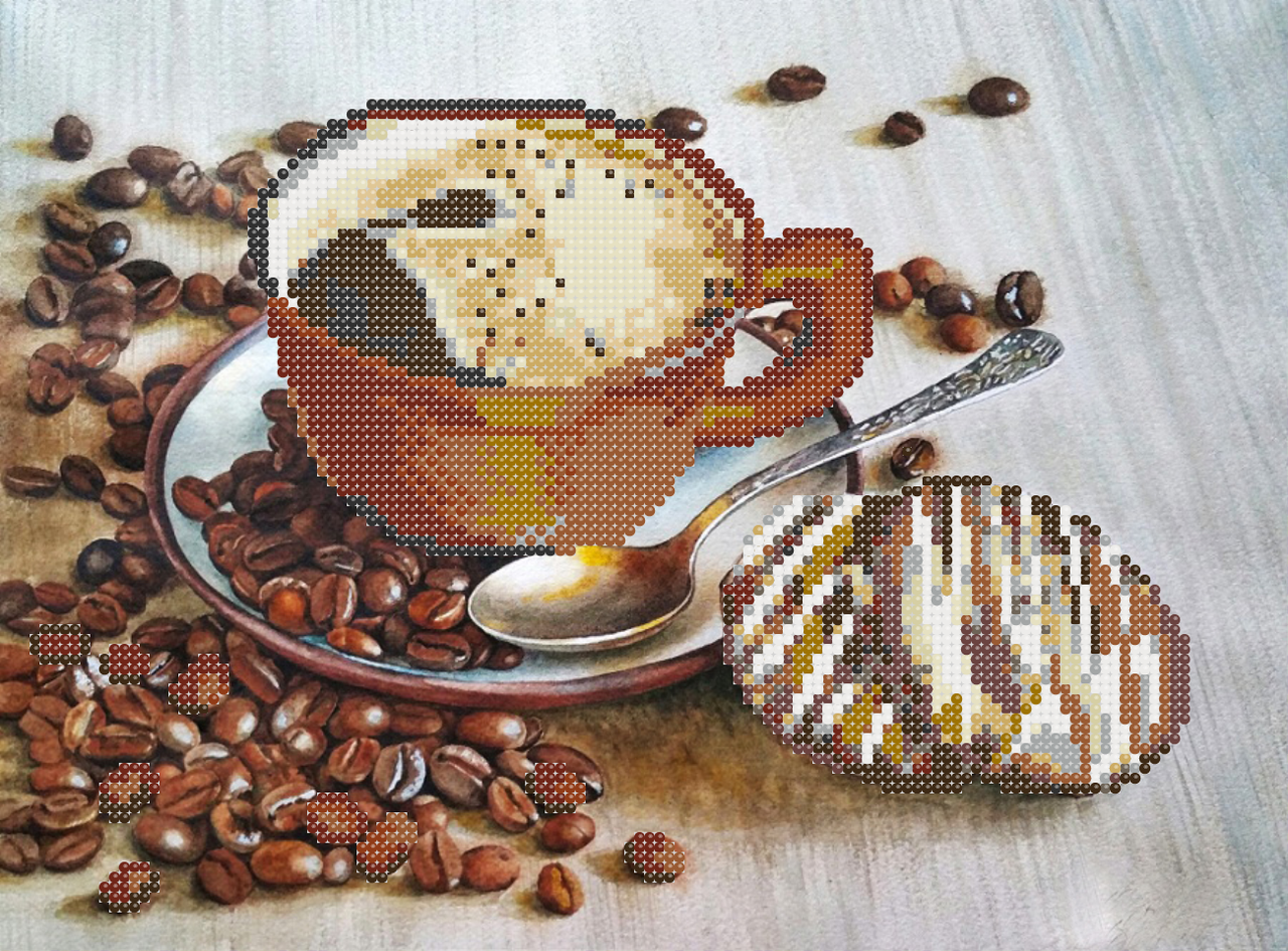 Схема вышивки бисером Кофейный соблазн (1222256521А)