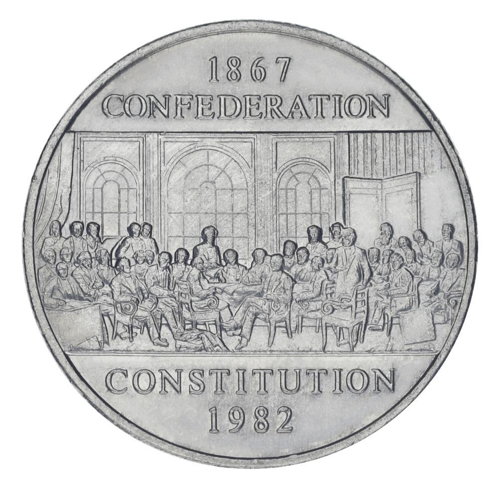 Коллекционная монета Канада 1 доллар 1982 F-VF Конституция (М23413)