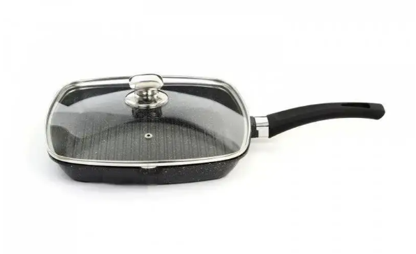 Сковорода-гриль Bohmann із кришкою для стейків антипригарна 28 см (BH-205-28 28) - фото 4