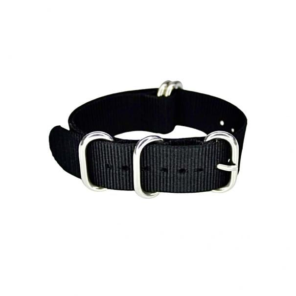 Ремешок для часов нейлоновый сплошной 20 мм Black Silver (3595)