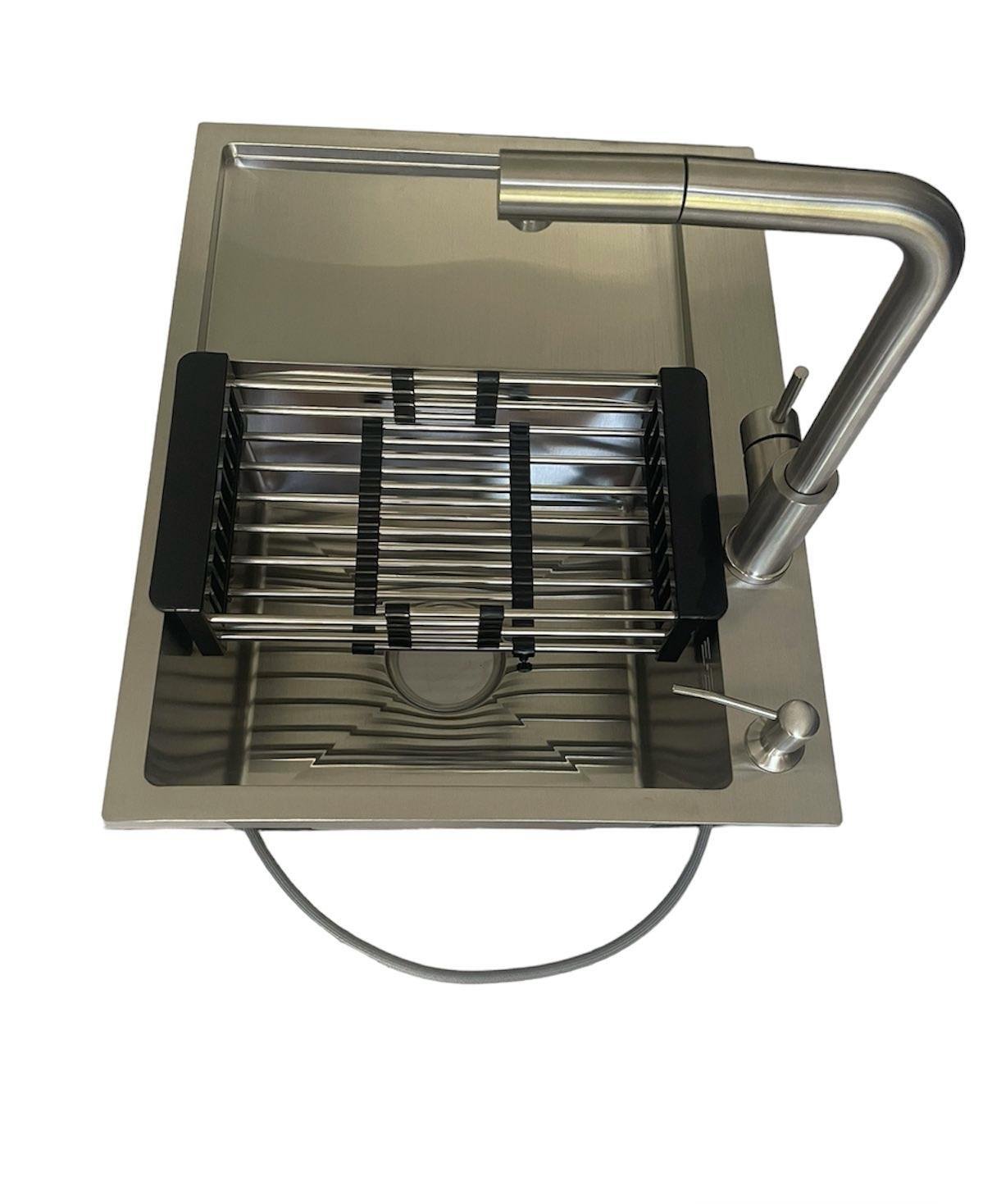 Мойка кухонная Lidz H6350R правая 3,0/1,0 мм и смеситель для кухни Aria 015FL1 с выдвижным изливом Lidz