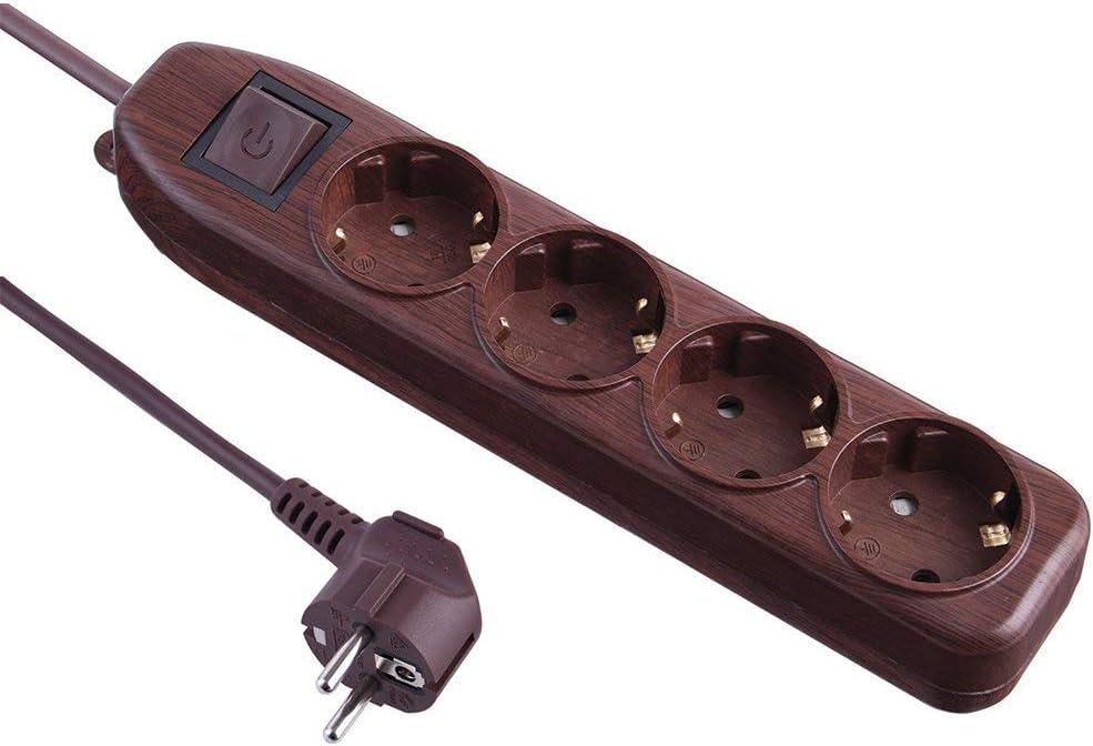 Удлинитель Electraline 4 розетки 1,5м 16A с защитой от детей Темное дерево