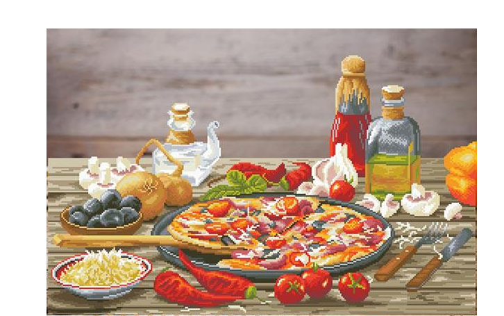 Схема картины Самая вкусная пицца для вышивки бисером на габардине (ТК0876443)