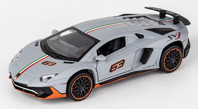 Игрушечная машина коллекционная MINI AUTO Lamborghini LP780-4 металлическая со светом и звуком 1:32 Серый (3239)
