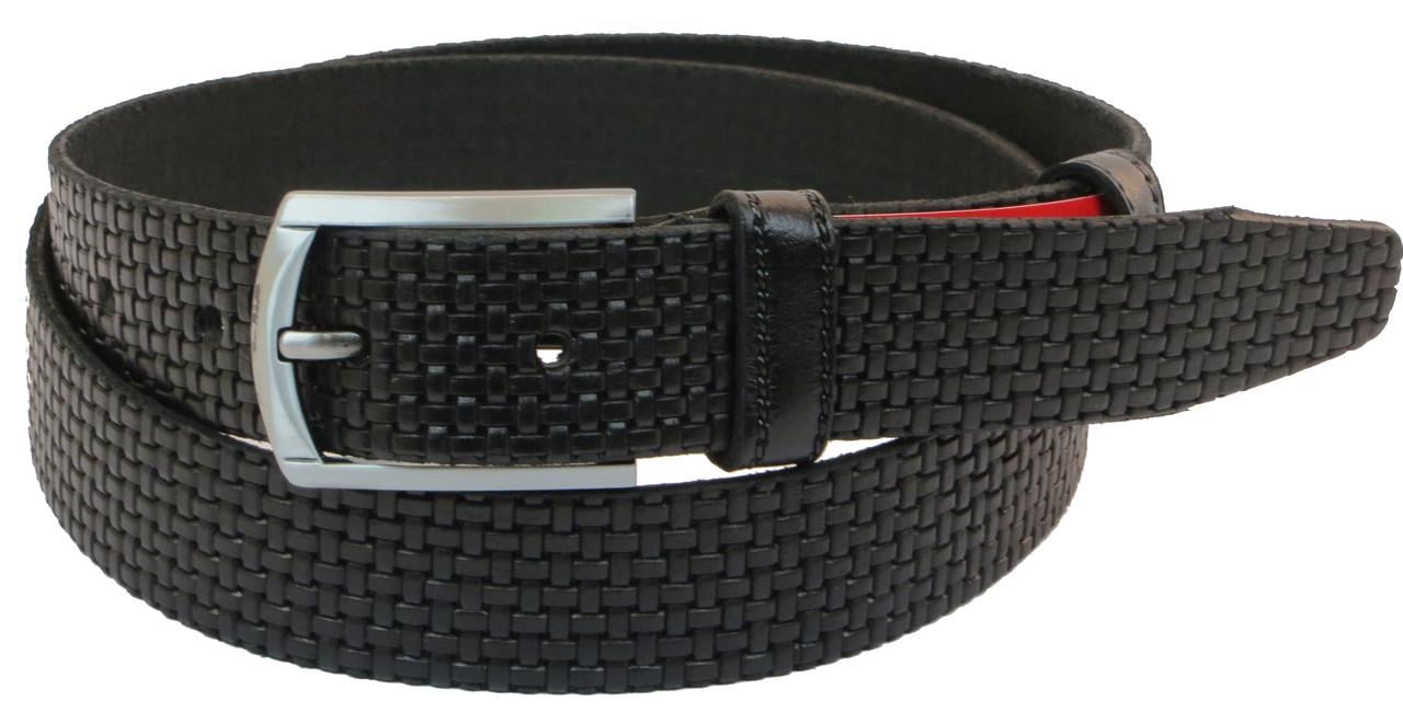 Ремень мужской Skipper 1039-35 под брюки натуральная кожа 3,5 см Черный