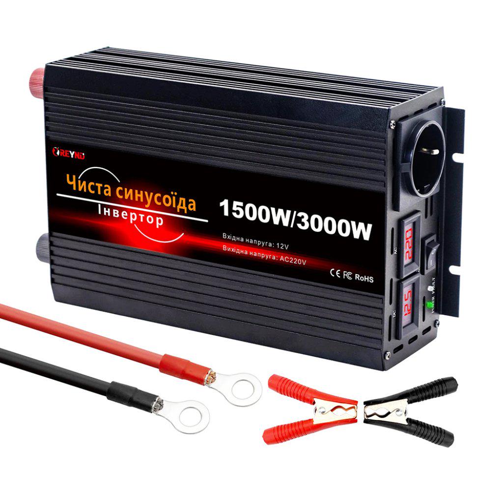 Інвертор із чистою синусоїдою REYND 1500/3000w 12-220V - фото 1