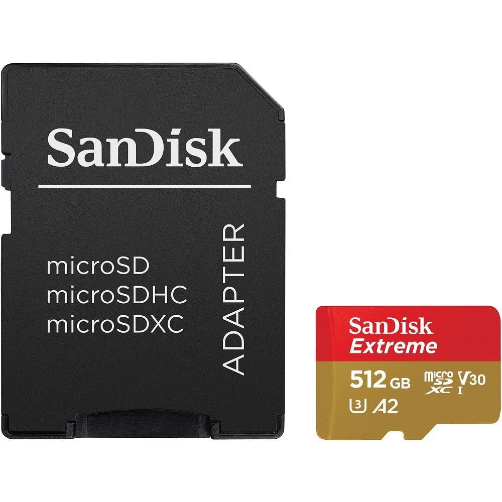 Карта памяти microSDXC UHS-1 U3 SanDisk Extreme A2 512 Гб class 10 V30 R190MB/s W130MB/s Adapter SD (34602098)
