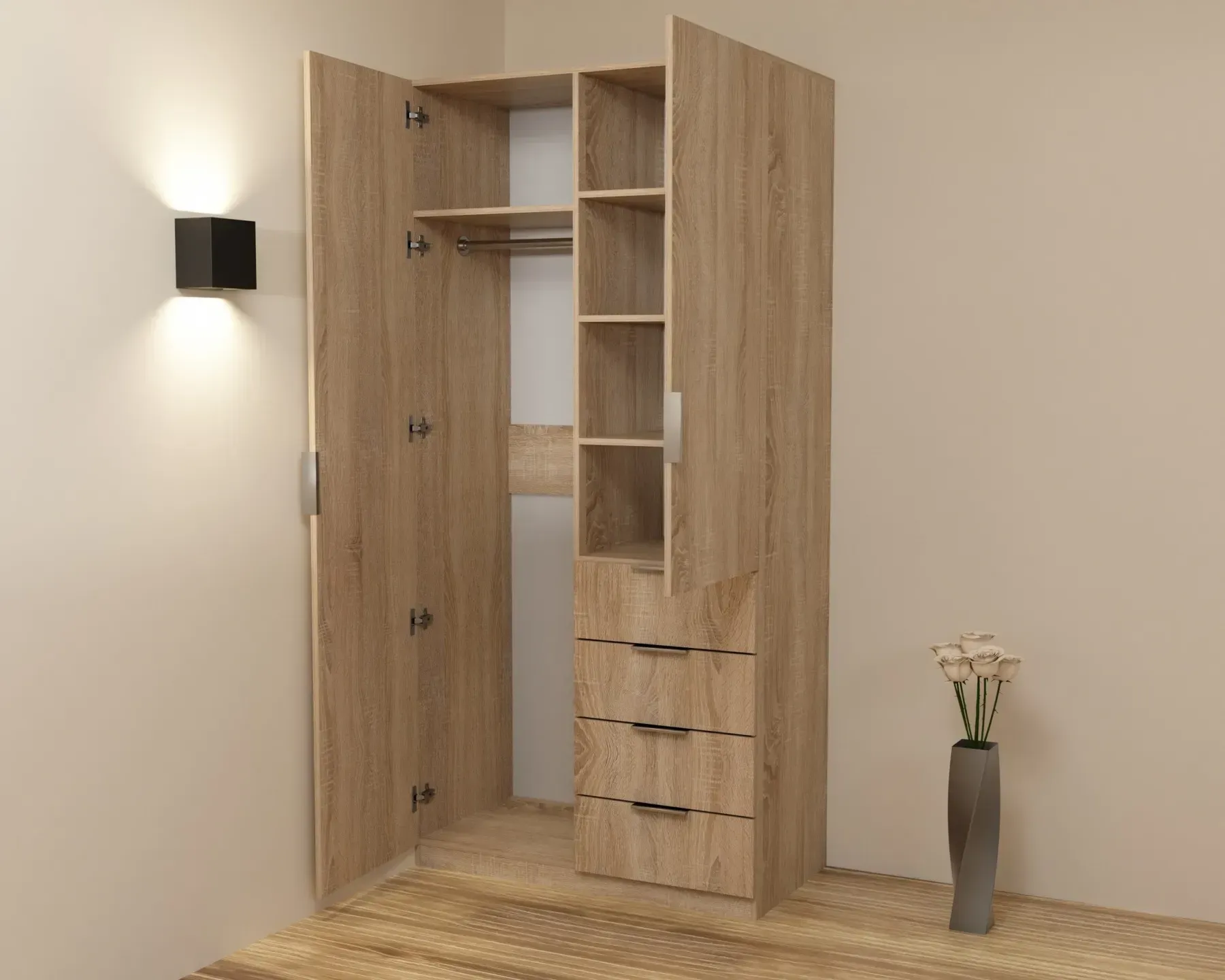 Шафа Kontinent Kristal 1 100х52х210 см Дуб Сонома (59840410)