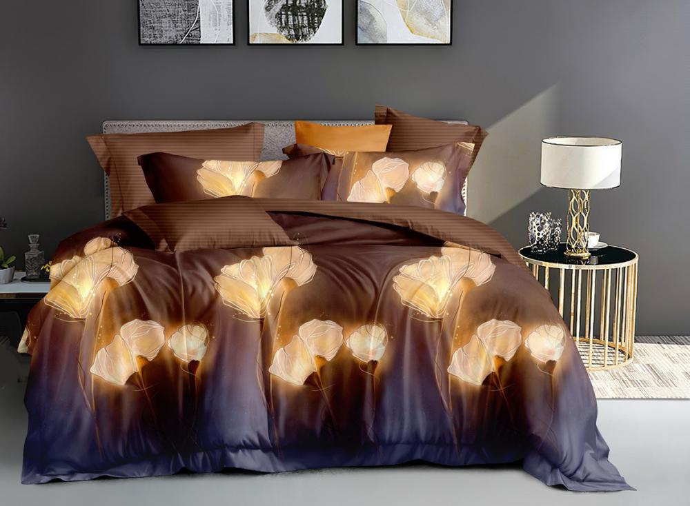 Комплект постельного белья Комфорт текстиль Сатин Шайни с простынью на резинке 145x215 см 2x40x60 см (КТ_pvu_4557_38_40x60)