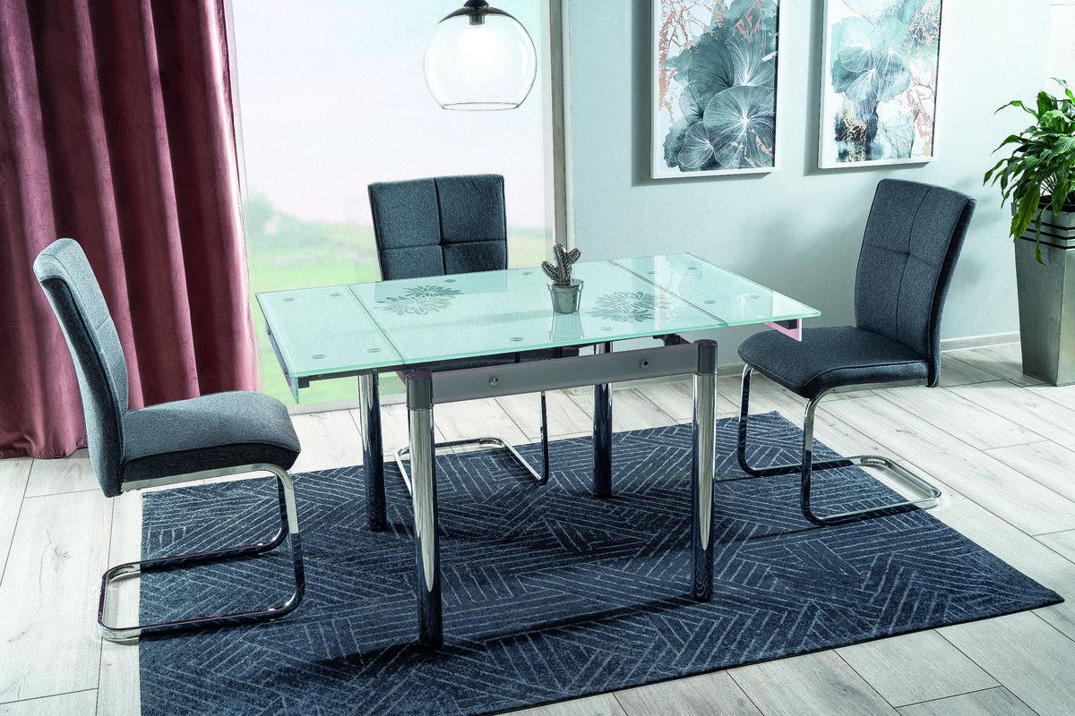 Стіл кухонний Signal GD-082 80 (130) x80 (розкладний) Загартоване скло/Метал колір Білий/Хром (GD082B)