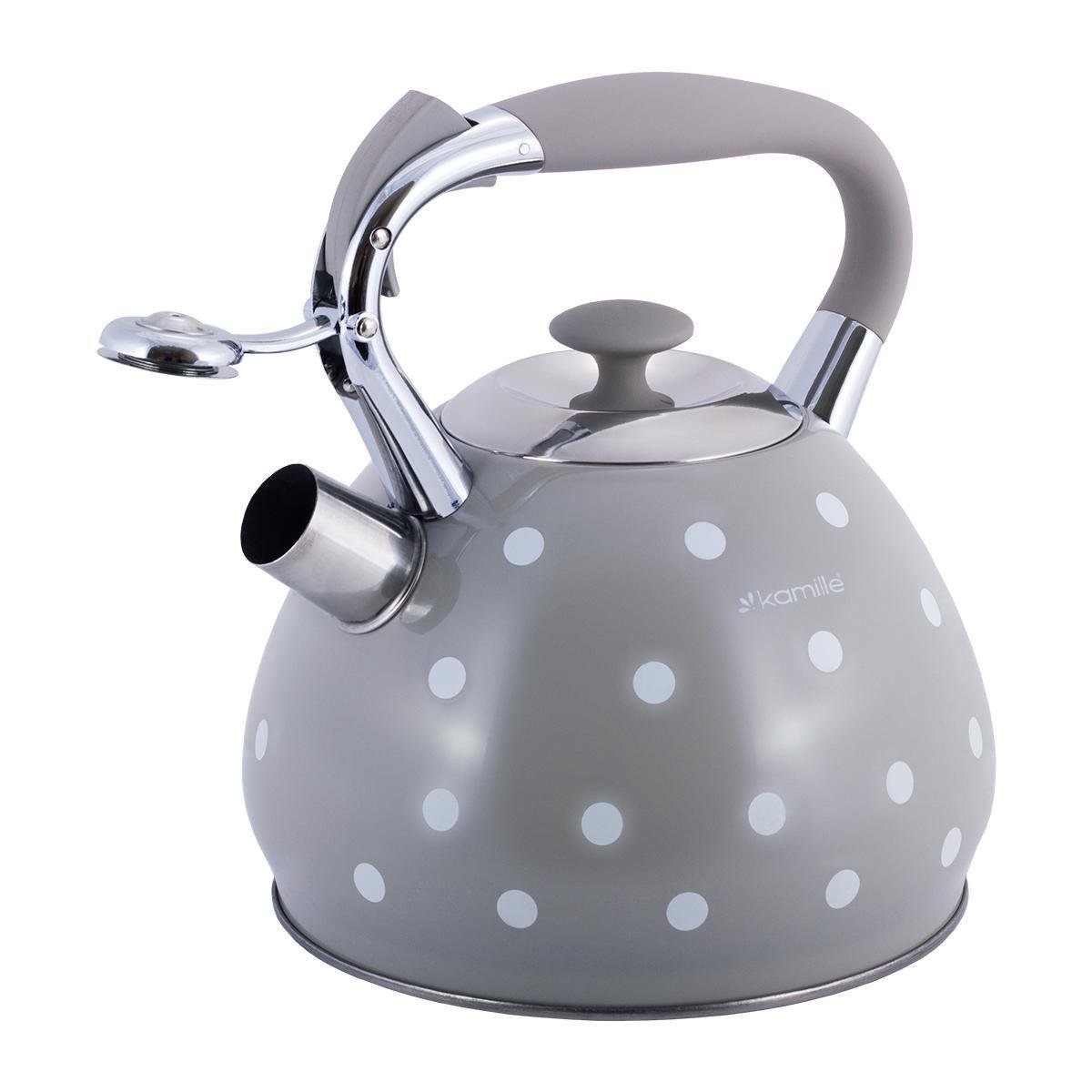 Чайник со свистком с глянцевым покрытием Kamille KM-0695AN из нержавеющей стали 3 л Серый (150-84-0695AN) - фото 1 Чайник со свистком с глянцевым покрытием Kamille KM-0695AN из нержавеющей стали 3 л Серый (150-84-0695AN) - фото 1