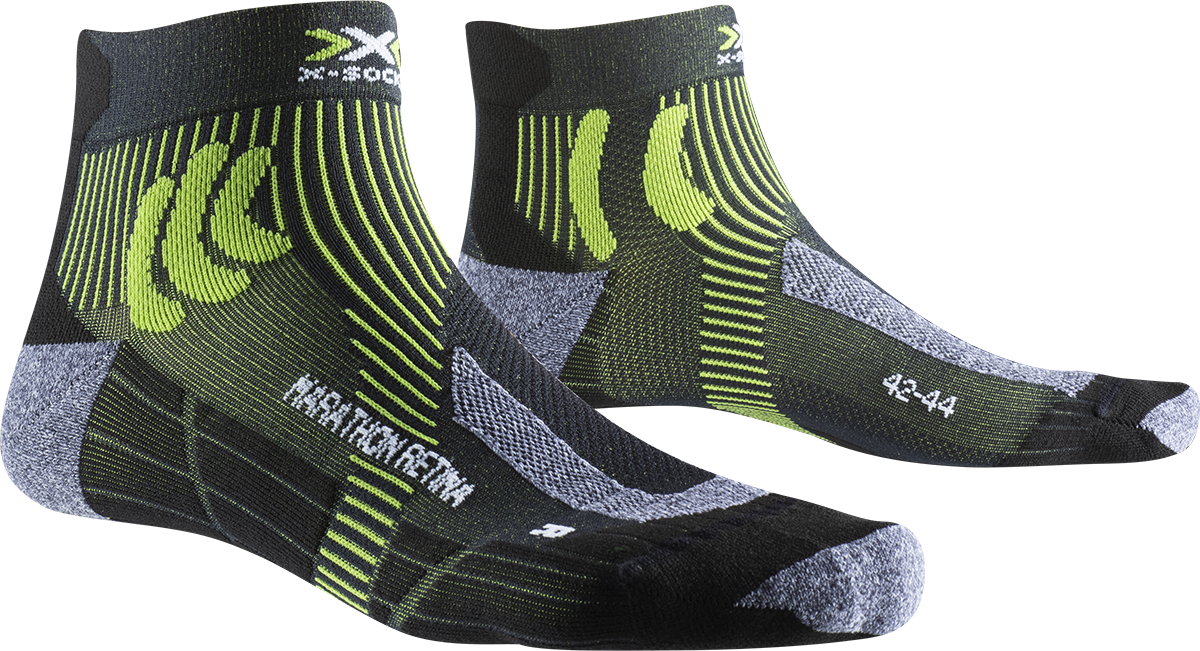 Бігові шкарпетки X-SOCKS Marathon Retina 4.0 XS-RSR1S20U-B035 p. 39/41 Black Melange/Effektor Green