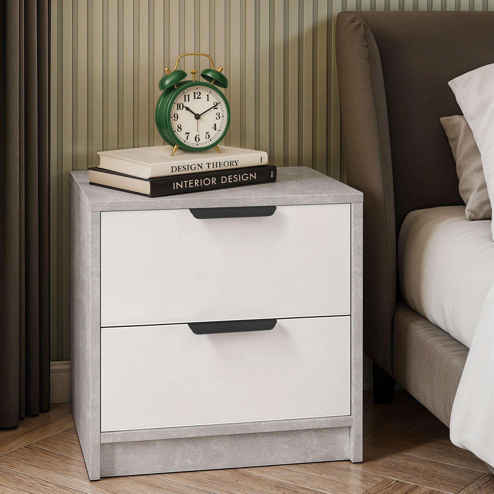 Тумба прикроватная FT-3 450х354х489 мм Бетон/Белый