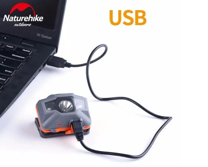 Ліхтарик налобний NatureHike Headlamp USB водонепроникний із вбудованим акумулятором 1200 mAh Сірий (AWN-00307) - фото 3