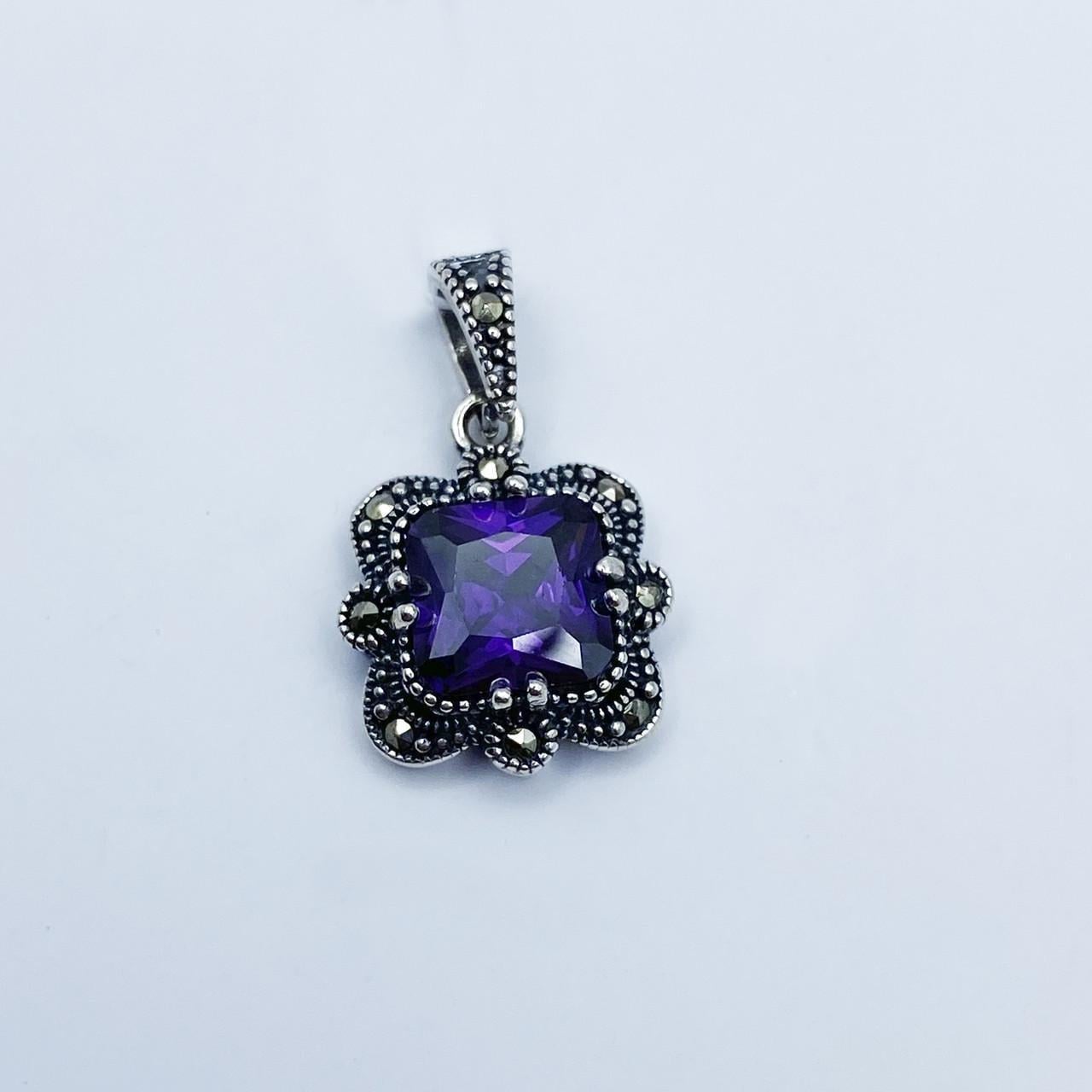 Серебряный кулон с аметистовым кварцем и марказитом 3,1 г (2226443466)