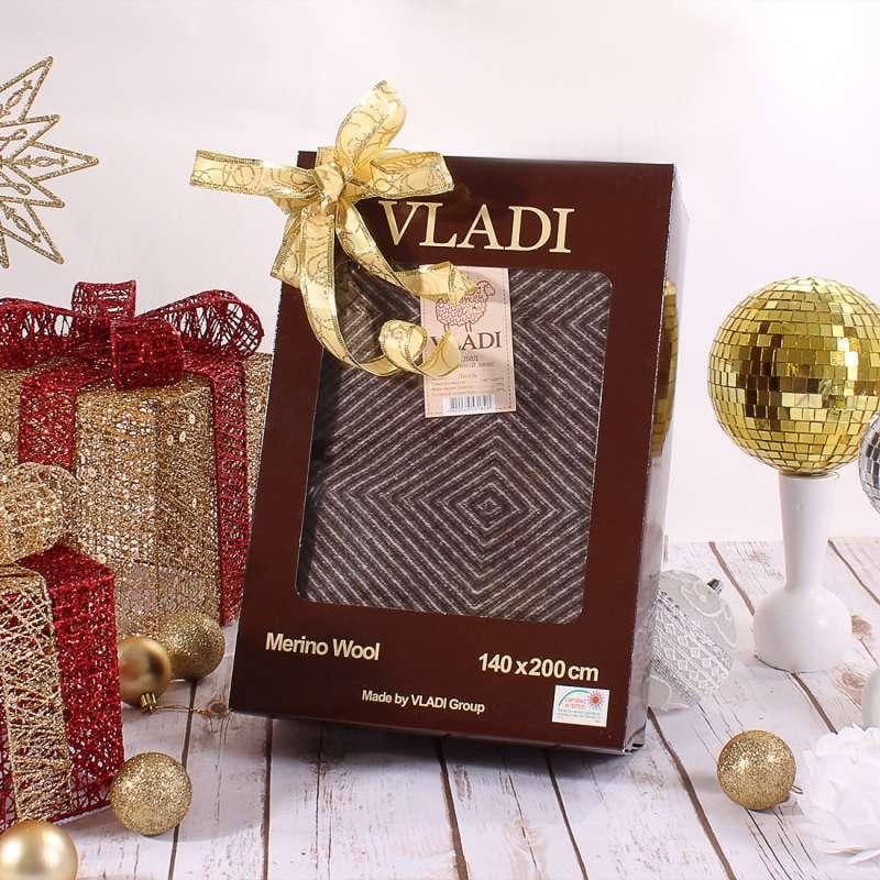 Плед Vladi Лилль жаккардовый шерсть 140х200 см Бежевый (РМ-000281)