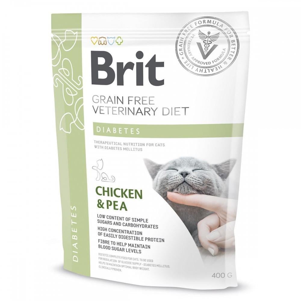 Корм сухой Brit Grain Free VetDiet Cat Diabetes для кошек с сахарным диабетом беззерновой с курицей и горохом 400 г (34806793)