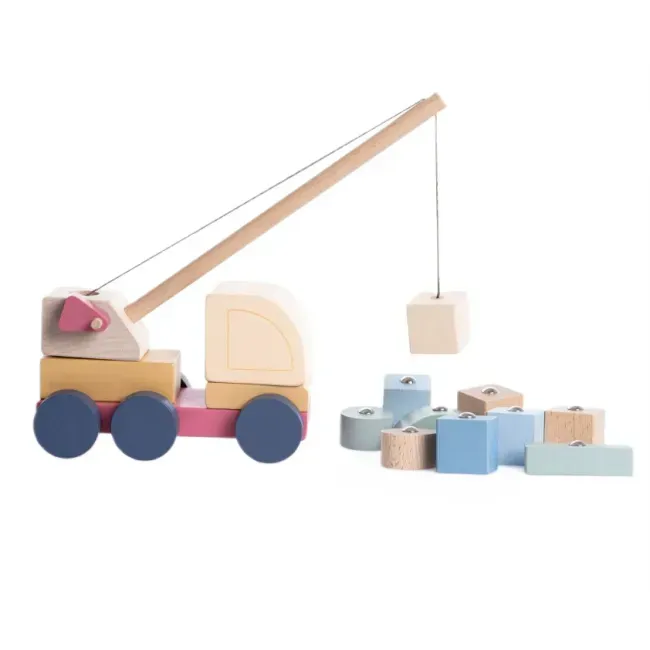 Игрушка для малышей Cubika Авто-кран из дерева на 14 деталей Разноцветный (150-98-15917)