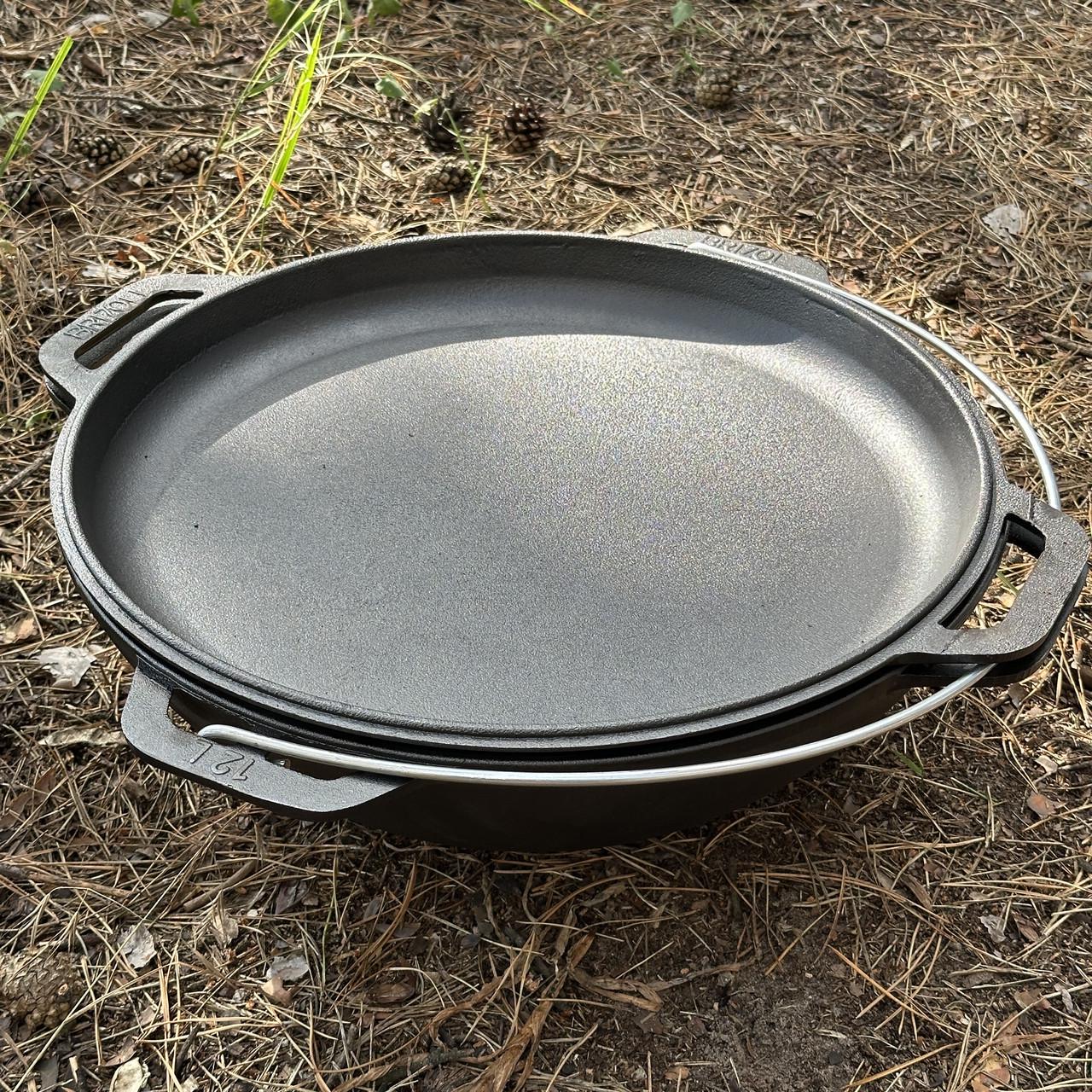 Казан азиатский КА-12КС чугунный с крышкой-сковородой 12 л 48х48х20 см (KА12-2) - фото 5