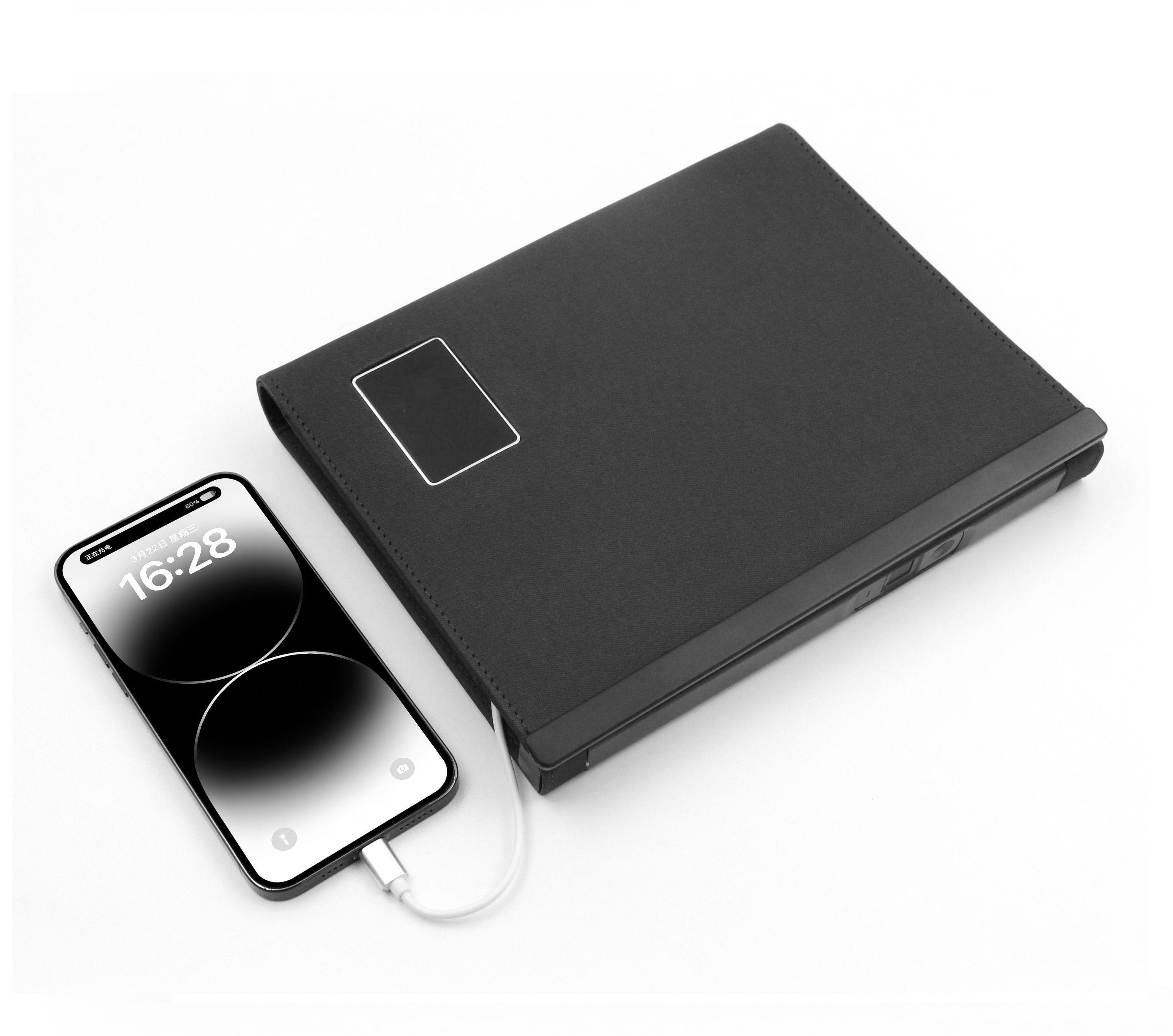 Смарт-блокнот AB tech c отпечатком пальца Touch ID и беспроводной зарядкой Черный - фото 8 Смарт-блокнот AB tech c отпечатком пальца Touch ID и беспроводной зарядкой Черный - фото 8