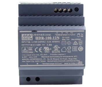 Блок питания MeanWell HDR-100-12N 12V 7,5А 90 Вт установка на DIN-рейку Black (34064233)