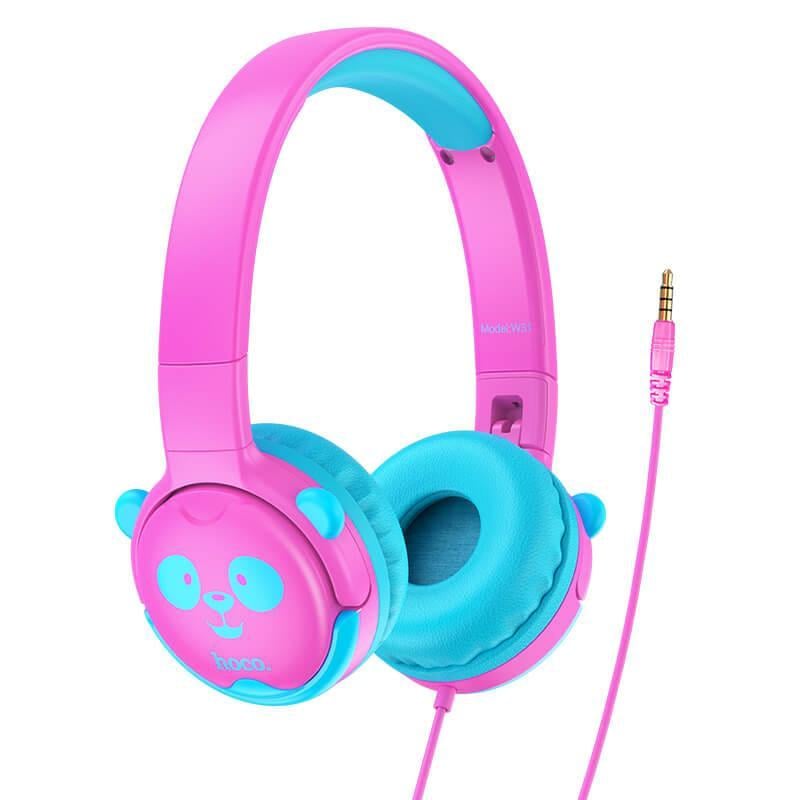 Наушники детские проводные HOCO Childrens headphones W31, розовые