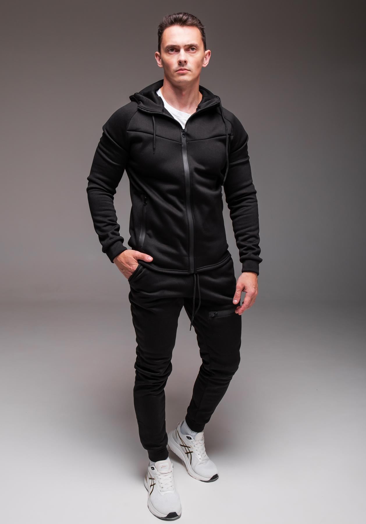 Спортивный костюм мужской Free зимний с начесом L Черный (2212/2)