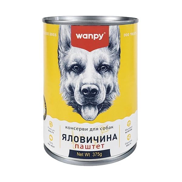 Корм влажный для собак Wanpy Beef говядина паштет банка 375 г (TN-03)